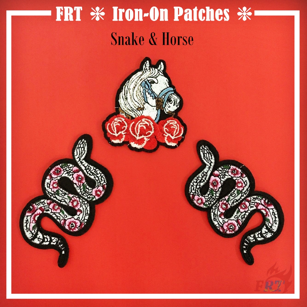 Miếng vải thêu hình rắn/ngựa dùng ủi/may lên quần áo