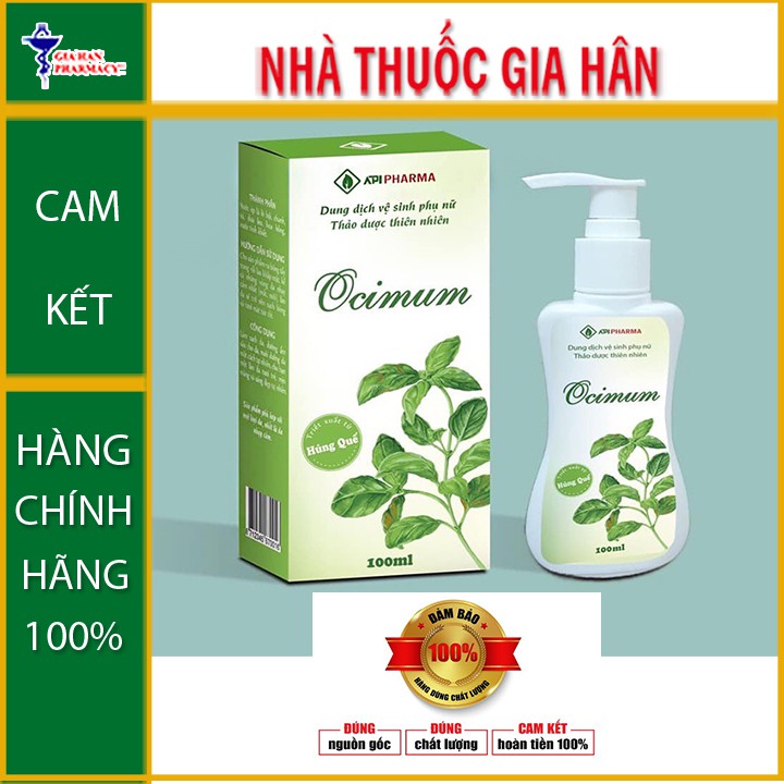 Dung dịch vệ sinh phụ nữOcimum - Chiết xuất từ húng quế giúp  ngừa viêm -  Chai 100ml - Nhathuocgiahan