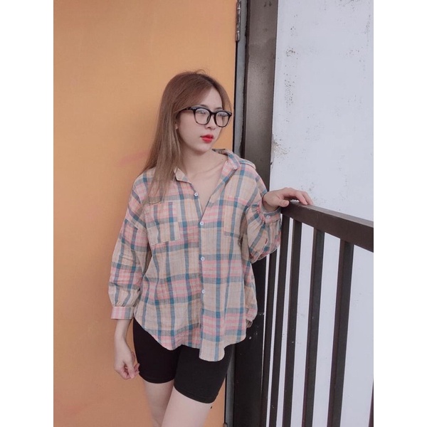 ÁO SƠ MI SỌC CARO PHOM RỘNG CHẤT ĐẸP