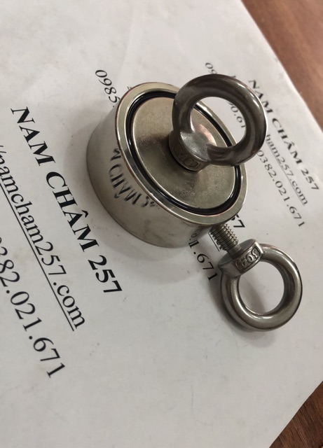 [Xả Kho] Nam châm cứu hộ D60mm, loại nam châm trắng đất hiếm có móc treo lực siêu mạnh, cẩn thận khi dùng.