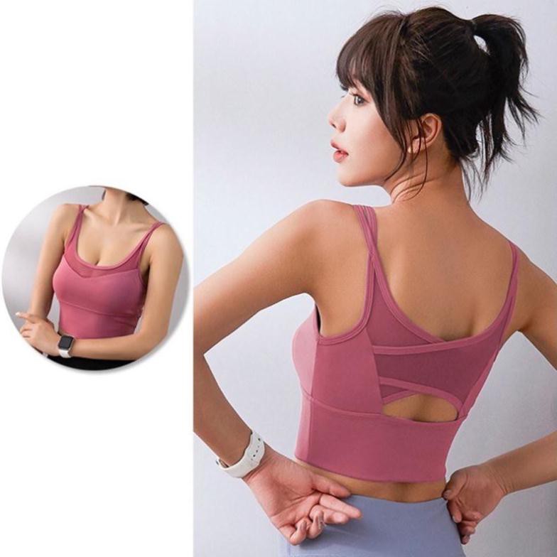 [Hàng Quảng Châu] Áo tập gym, yoga nữ Runing sport AB003 phối lưới áo bra sexy mềm mại khi đi tập Hoashop66