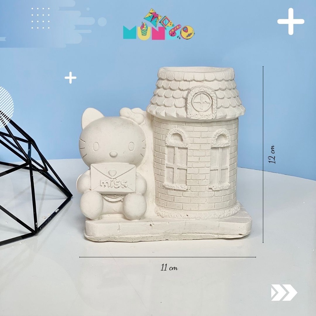 Tượng tô màu (có màu cọ) cao cấp chọn mẫu SIZE X ỐNG BÚT HELLOKITTY, tượng thạch cao MUNDO