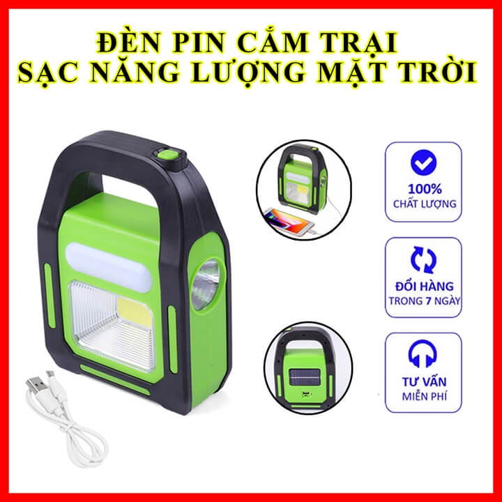 Đèn pin cắm trại dã ngoại siêu sáng 4 trong 1 Hurry Bolt sạc điện năng lượng mặt trời