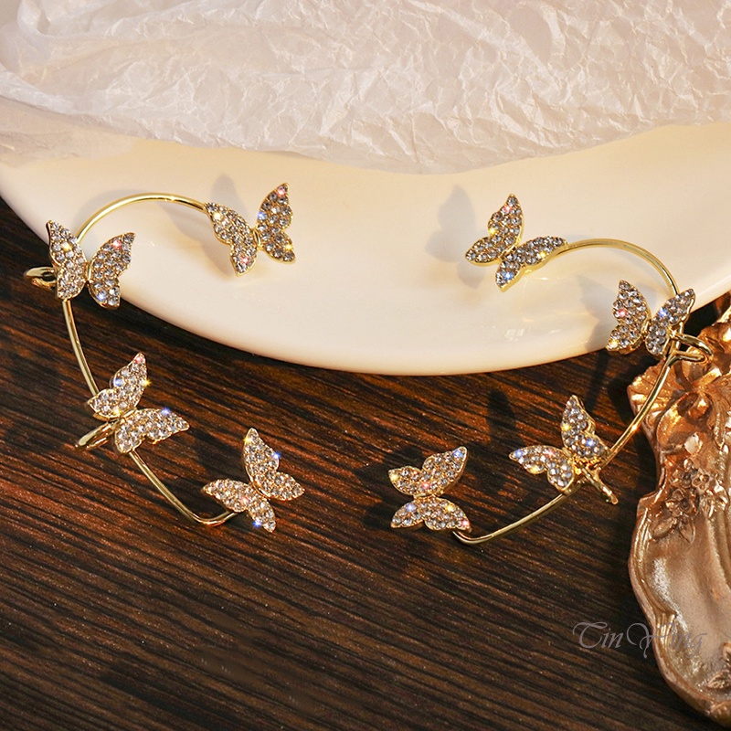 GETNOIVAS 1 Khuyên Tai Hình Bướm Đính Đá Zircon Thời Trang Nữ