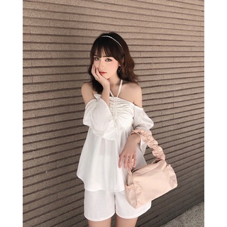 Set áo trễ vai+ quần + TẶng hộp quà - set hoa hướng dương