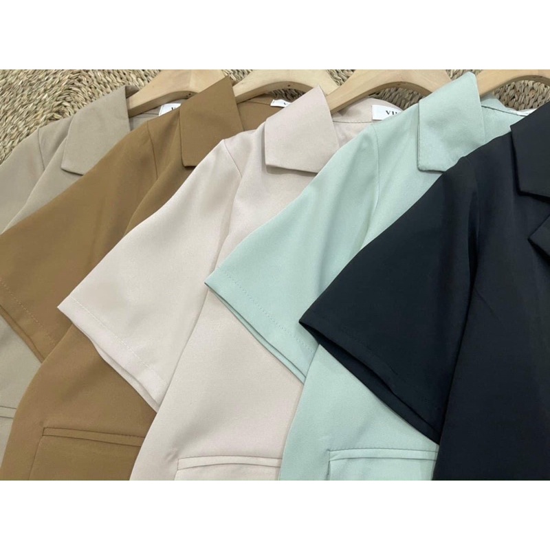 Áo BLAZER NGẮN TAY trơn kiểu dáng Croptop, blazer croptop nữ cộc tay dáng ngắn1 lớp style Hàn Quốc | BigBuy360 - bigbuy360.vn