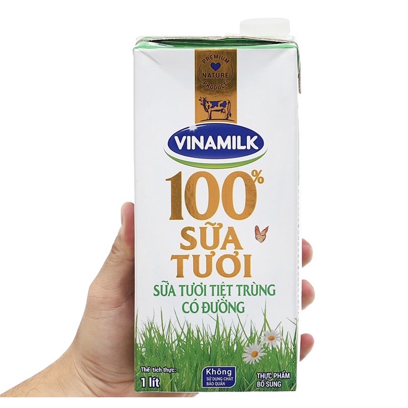 Sữa Tươi Tiệt Trùng 100% Vinamilk Có Đường/Không Đường hộp giấy 1 Lít