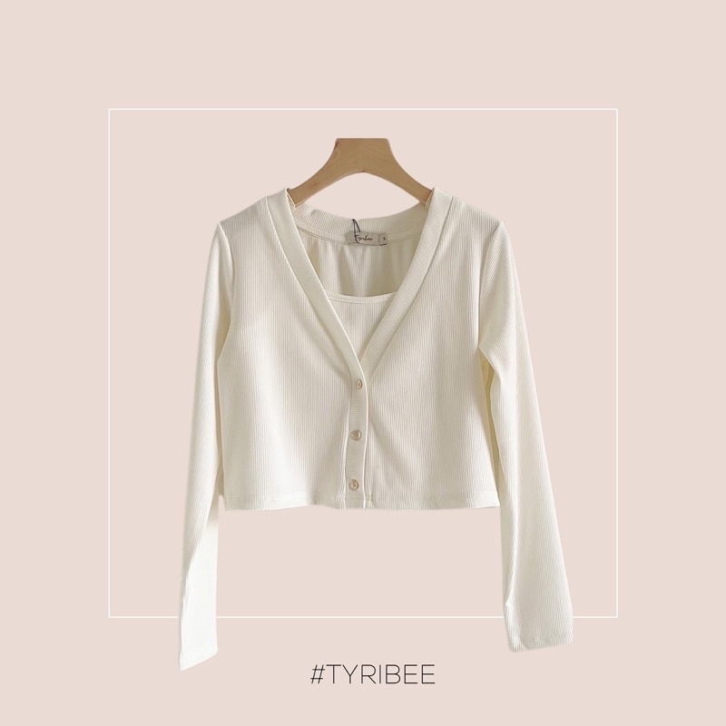 Set áo thun nữ croptop. cardigan tay dài có nút cài vải thun cao cấp nhiều màu - Cardigan Croptop - Tyribee Clothing