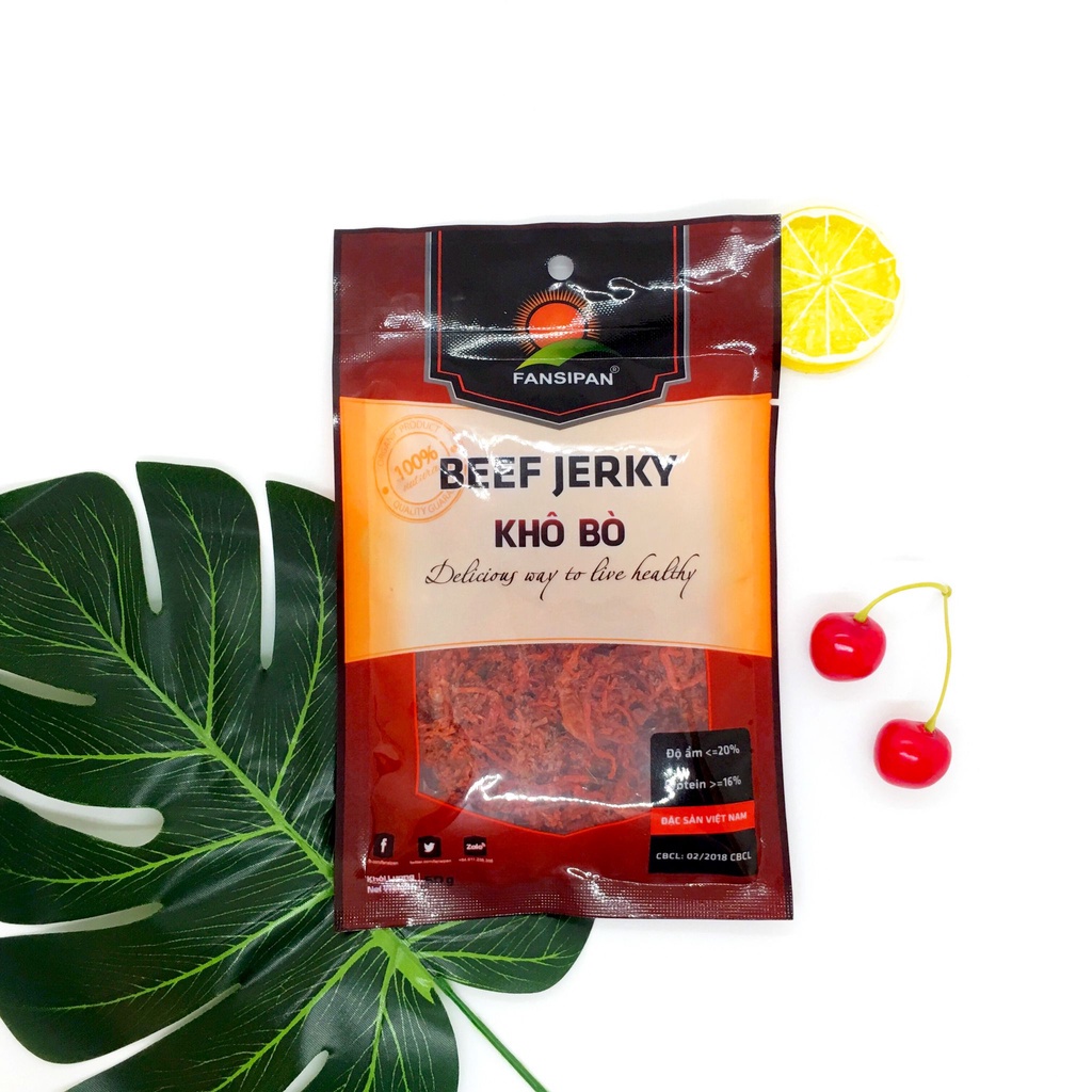 Khô Bò Fansipan Chính Hãng Gói 50g - Thịt Bò Khô Ăn Vặt Ngon Bổ Rẻ - Ăn Vặt NaNa