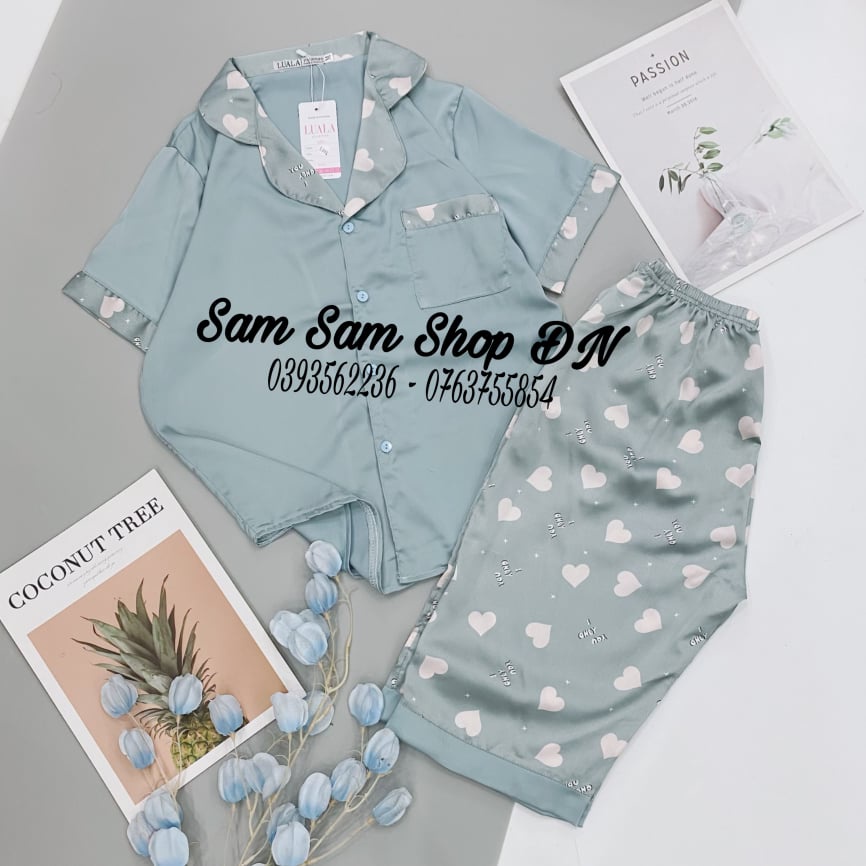 Đồ bộ Pijama lửng Hàn Quốc mặc nhà - Chất liệu lụa Satin - Mềm mịn, cực đẹp - Sam Sam Shop ĐN