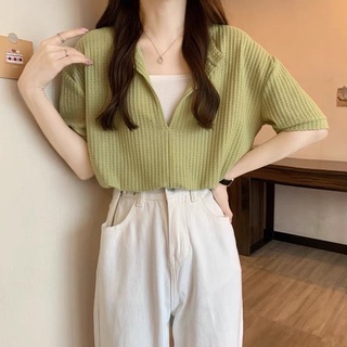 Áo croptop basic cổ tàu