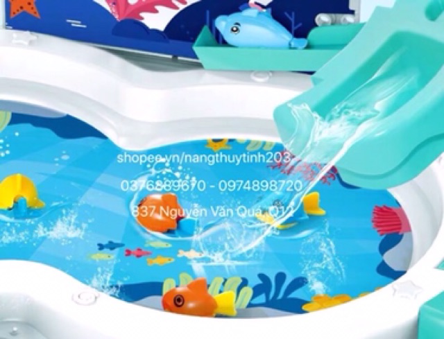 [Cá bay, nước thật] Hộp đồ chơi câu cá nước thật kèm cá bay cầu tuột cực đẹp dành cho bé