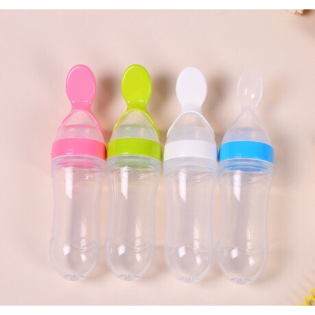 Ninikids: ĐƯỢC CHỌN MÀU-Bình thìa ăn dặm silicon chia vạch ( LOẠI TỐT)