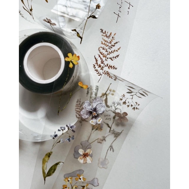 Bulletjournal115 Băng dính Pion hình hoa lá mẫu mới, trang trí sổ phong cách nhẹ nhàng