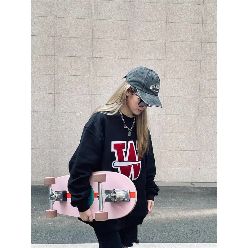 Áo Nỉ Sweater Oversize Bóng Chày W, Mẫu Hot Trend Mùa Đông 2022 𝘽𝙮.𝘾𝙖𝙢𝙘𝙖𝙢