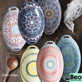 Đĩa bầu dục đĩa sứ cao cấp phong cách Bohemia nhiều màu