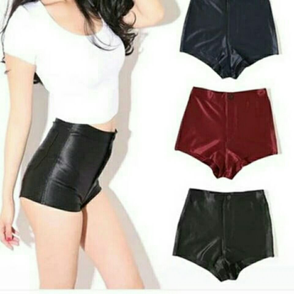 Quần Short Lưng Cao Dáng Ôm Co Giãn Chất Vải Bóng Sexy Cực Kì Gợi Cảm Aimeehouse