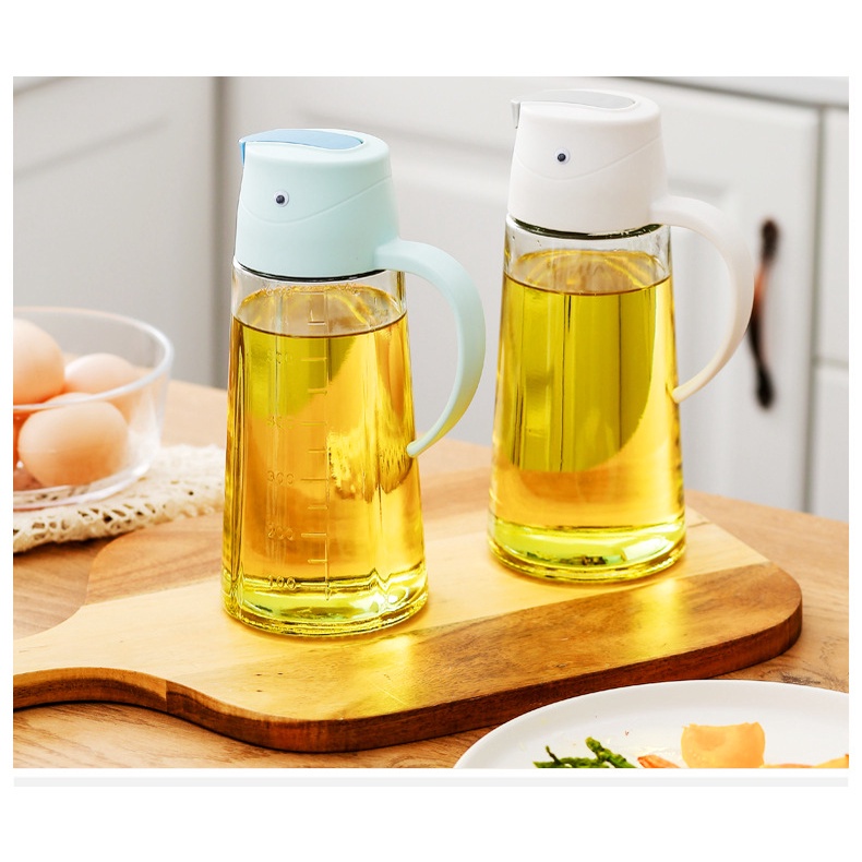 Bình đựng dầu ăn nước mắm tự động đóng mở khi sử dụng, thủy tinh cao cấp 630ml