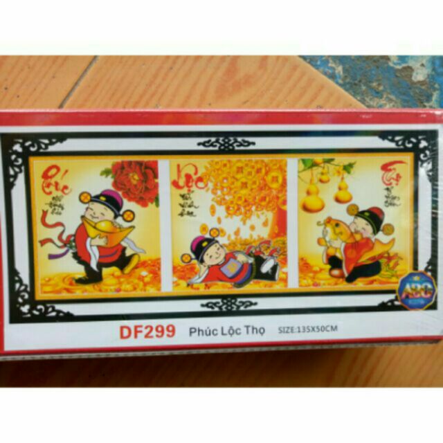 Tranh đính  đá  phúc  lộc  thọ