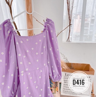 Bigsize Đầm hoa cúc tím D416