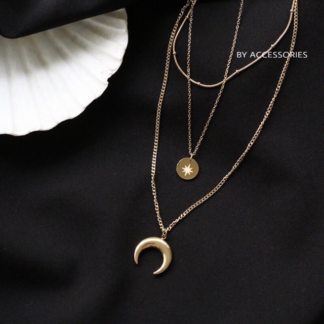 Dây chuyền titan 3 tầng mặt trăng không gỉ WN2258