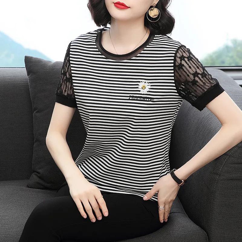 Áo Thun Ngắn Tay Thêu Họa Tiết Hoa Cúc Xinh Xắn Cho Nữ hè 2022 | BigBuy360 - bigbuy360.vn