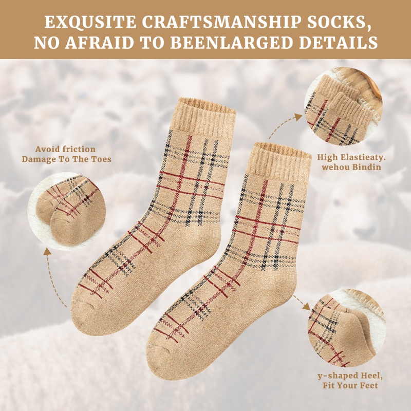 1 Đôi Tất Len Giữ Ấm Họa Tiết Sọc Cổ Điển Thời Trang