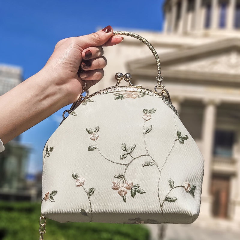 Túi Vải Ba Chiều Thêu Hoa Phong Cách Retro
