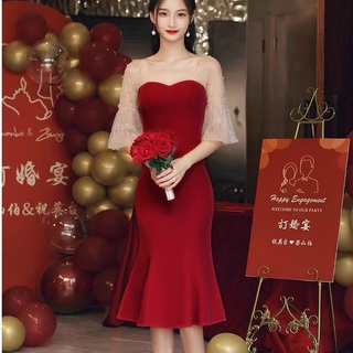 Đầm nữ body dự tiệc trẻ trung phối lưới ngọc sắc đỏ rực rỡ