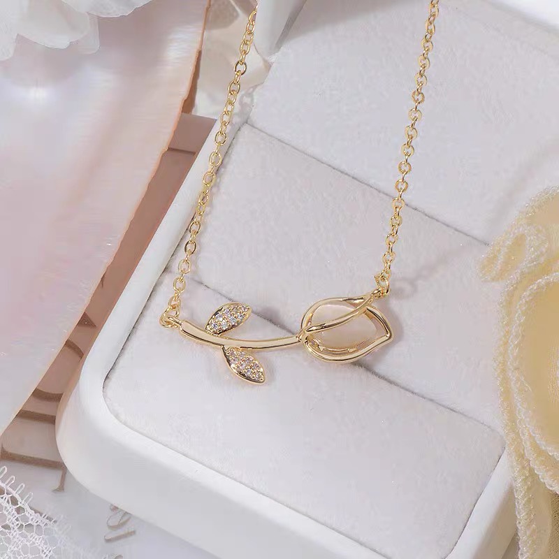 Vòng cổ Hình Hoa Tulip Đính Đá Thời Trang
