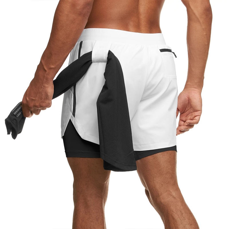 Quần Short Thể Thao 2 Trong 1 Thoáng Khí Mau Khô Size M-3XL Cho Nam
