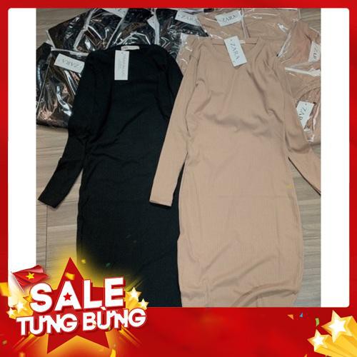 BÁN SỈ VÁY BODY LEN TĂM TRƠN HAI MÀU BE VÀ ĐEN CHO NỮ -Hàng nhập khẩu