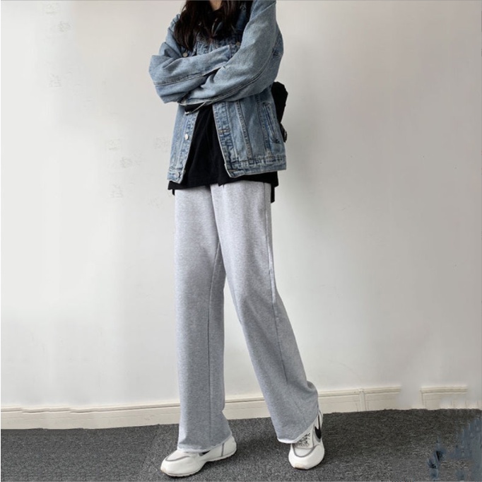 Quần nỉ xám ống rộng nam nữ dáng suông,unisex chất vải cao cấp