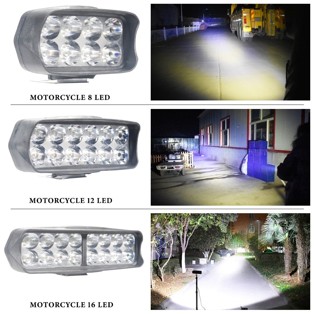 Đèn pha Uni-shine làm việc 8/12/16 bóng 12/18/24W 2400LM 12V cho xe máy ATV