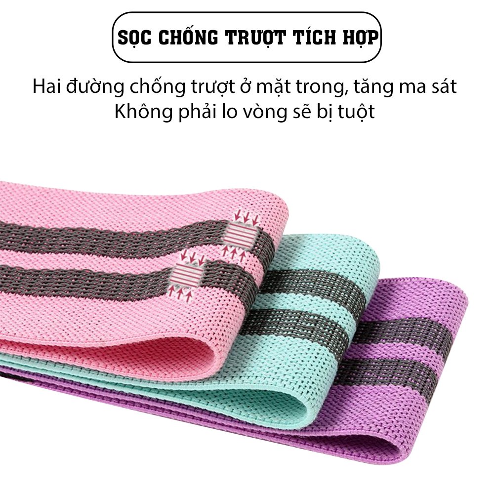 Dây kháng lực mini band tập gym, tập mông, power band đàn hồi vải chính hãng 3 cấp độ Aolikes 3604