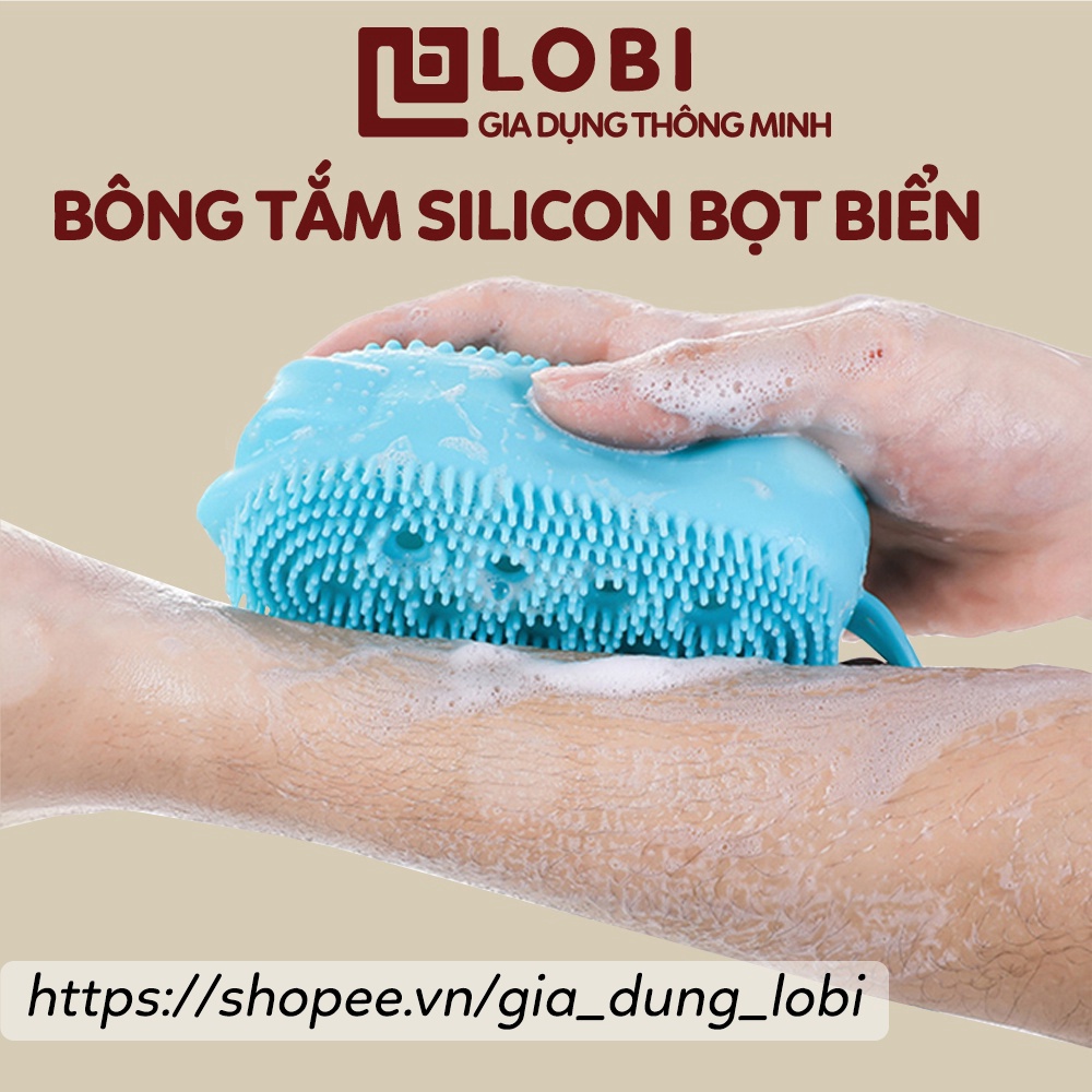 Bông tắm bọt biển silicon tạo bọt kỳ ghét cọ chà lưng tẩy tế bào da chết miếng mút 2 mặt siêu mềm