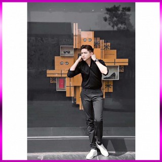 Sơ Mi Nam Màu Đen Trẻ Trung, Quý Phái Soái Ca, Hàng Cao Cấp Không Nhăn Mềm Mịn Mát