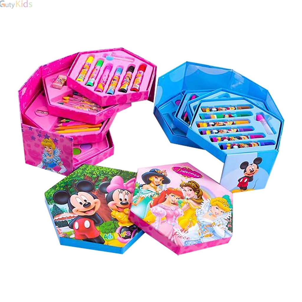 Hộp bút chì màu 4 tầng mở xoay sáng tạo 46 chi tiết cho cả bé trai và bé gái
