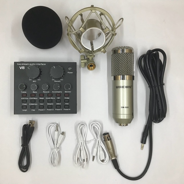 Sound card V8 kết hợp bm900