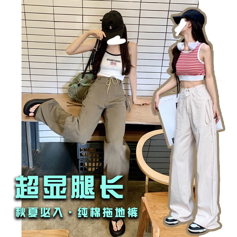 Quần Yếm Lưng Cao Dáng Rộng Cột Dây Thời Trang Mùa Hè Phong Cách Hàn Quốc Cho Nữ