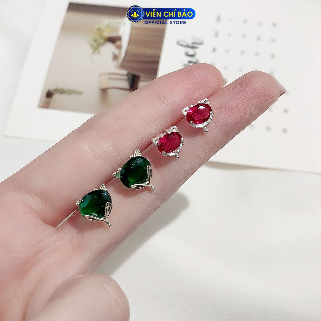 Bông tai bạc nữ đá nhỏ chất liệu bạc 925 thời trang phụ kiện trang sức nữ thương hiệu Viễn Chí Bảo B400182x