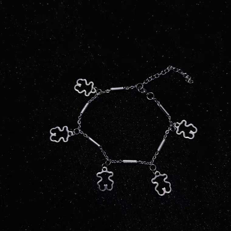 Vòng Đeo Tay Bằng Thép Titan 2280 Họa Tiết Gấu Đơn Giản Phong Cách Hàn Quốc