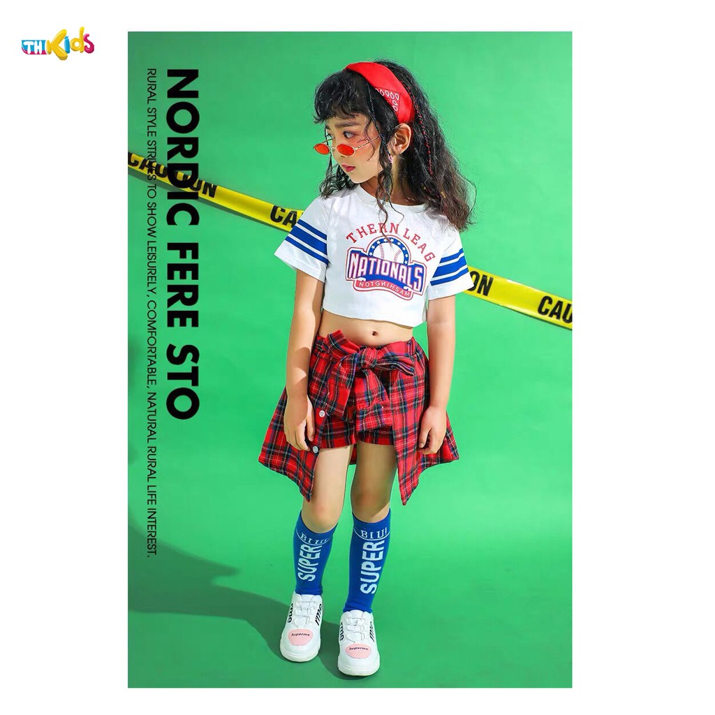 Đồ Nhảy Trẻ Em Mẫu Áo Nationals Tay Ngắn Dáng Croptop