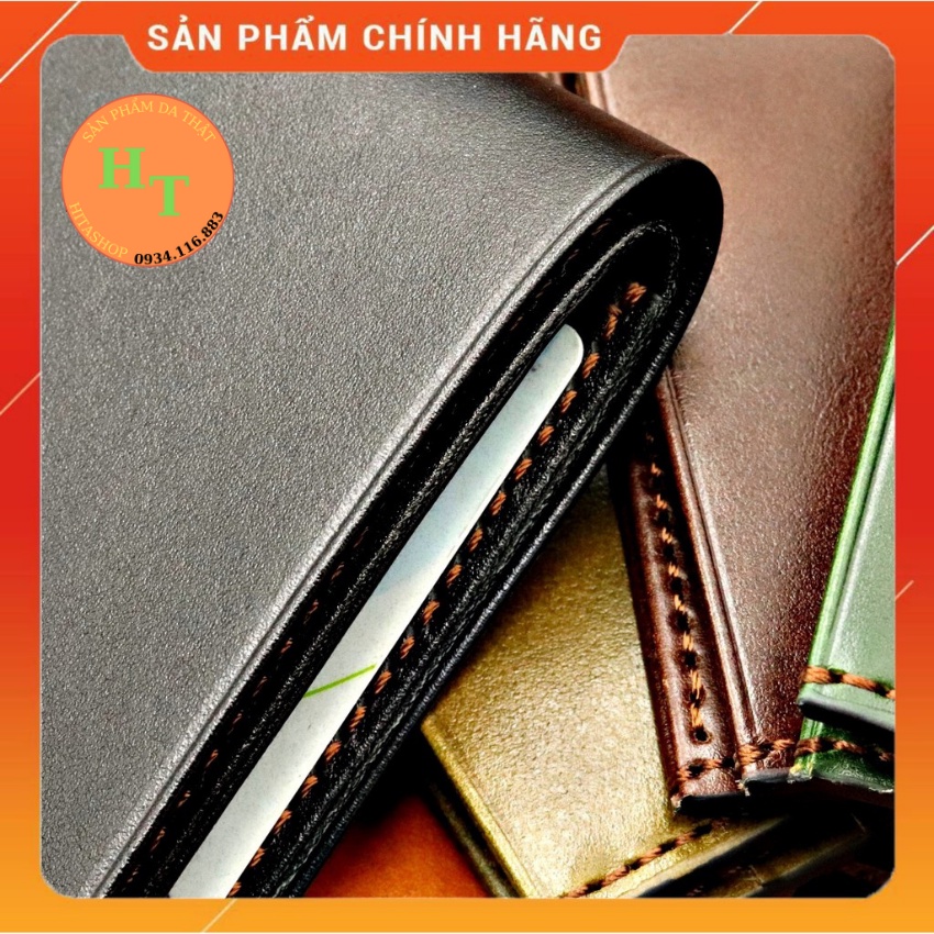 Ví da bò may thủ công cao cấp - Cam kết 100% da bò thật - Ví ngang - Hàng chính hãng thương hiệu HM Leather - B01