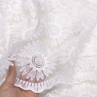 Vải csr organza voan kính thêu hoa