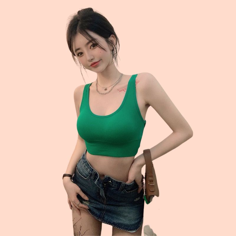Áo Bra Cotton Thun Co Giãn Thấm Hút Mồ Hôi SU Official, Áo Tập Gym Nâng Ngực Mút Mỏng 48343