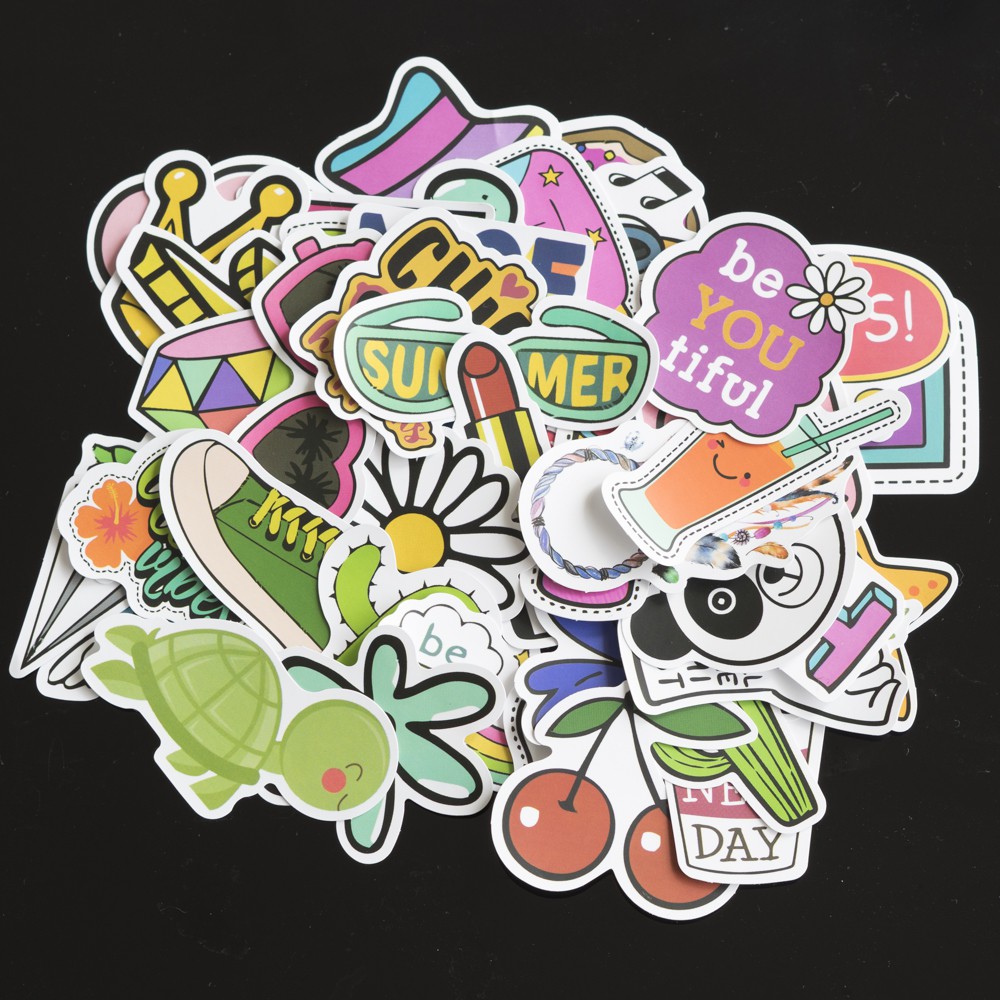 Bộ 50 sticker dán dễ thương VSCO, insta mẫu mới trang trí laptop, vali, xe máy, xe đạp, ván trượt, đàn, mũ bảo hiểm,...