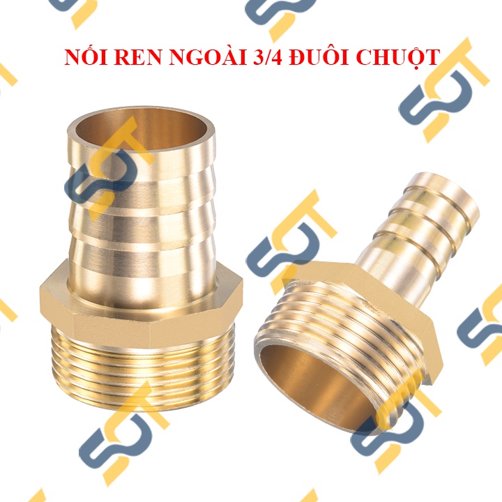 [NỐI ỐNG MỀM] Ren ngoài G 1 (34) DN25 khớp nối ống nhựa &amp; PU đuôi chuột - Đồng (male airline horse connector) Béc Búp