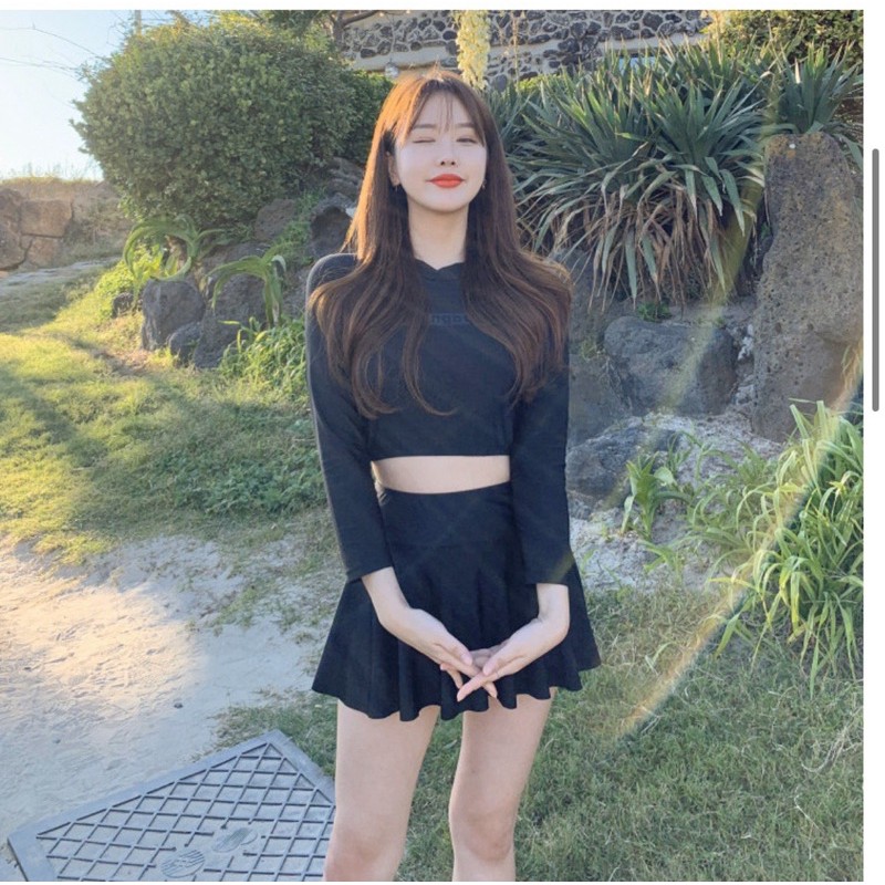 Bikini tay dài quần váy đen | BigBuy360 - bigbuy360.vn