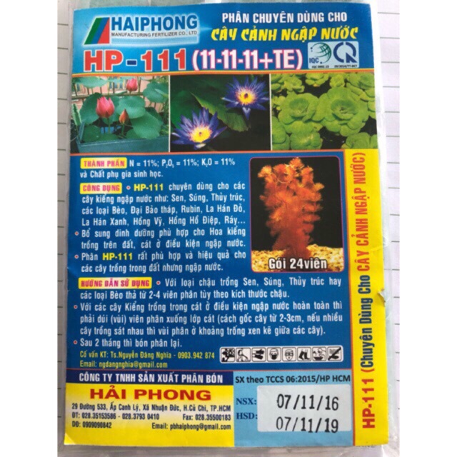 Phân bón hoa sen, hoa súng, thuỷ sinh